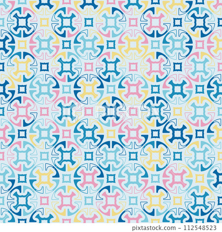 Abstract color pattern of arbitrary shapes. Multifunctional template for packaging, clothing, covers, textiles and creative ideas 112548523