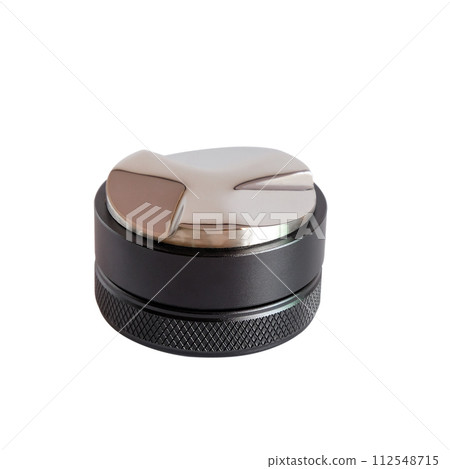 Macaron tamper coffee maker tool on white background. Macaron tamper coffee maker tool on white background. 112548715