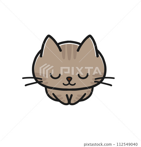 一隻坐著鞠躬的虎斑貓 112549040