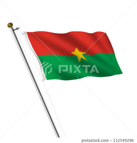 Burkina Flagpole 3d illustration with clipping path 112549296