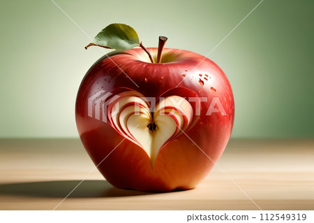 AI-generated content. apple with cut out heart 112549319