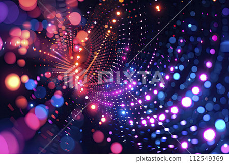 Particles glowing dots abstract background. Neon circle splash design.. Ai generative Particles glowing dots abstract background. Neon circle splash design.. Ai generative 112549369