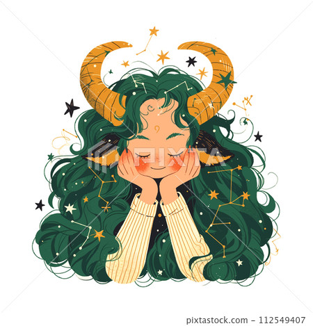 zodiac sign Taurus with golden stars illustration on white background zodiac sign Taurus with golden stars illustration on white background 112549407