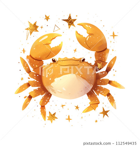 zodiac sign Cancer with golden stars illustration on white background zodiac sign Cancer with golden stars illustration on white background 112549435