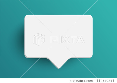 White rectangle speech bubble on green background 112549851