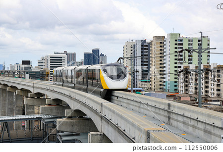The monorail Yellow Line Mass Transit System serving the Bangkok Metropolitan Region. The monorail Yellow Line Mass Transit System serving the Bangkok Metropolitan Region. 112550006