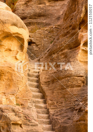 Little Petra Siq al-Barid, Jordan rocks, staircase 112550057