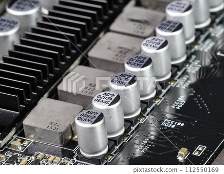 modern Computer printed circuit board with electronic components. modern Computer printed circuit board with electronic components. 112550169