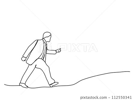 Man in business suit. One line drawing animation with alpha channel. 112550341