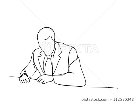 Man in business suit. One line drawing animation with alpha channel. 112550348