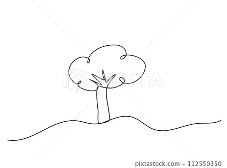 Tree. One line drawing animation with alpha channel. 112550350