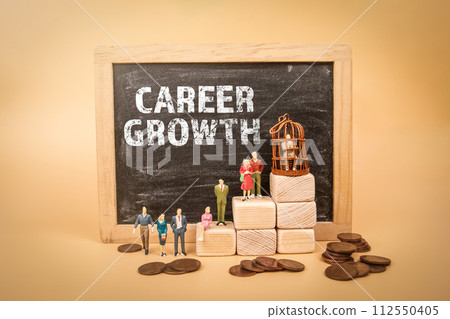 Career Growth Concept. Text on a miniature chalkboard background 112550405