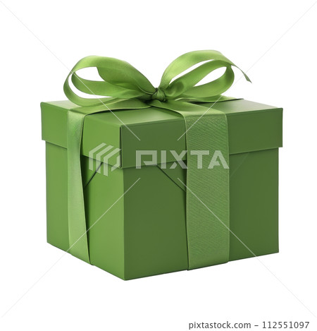 Green Gift Box With Large Bow 112551097
