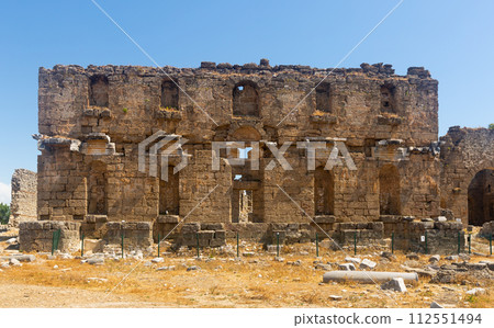 Ruined facade of Nymphaeum in Aspendos Ruined facade of Nymphaeum in Aspendos 112551494