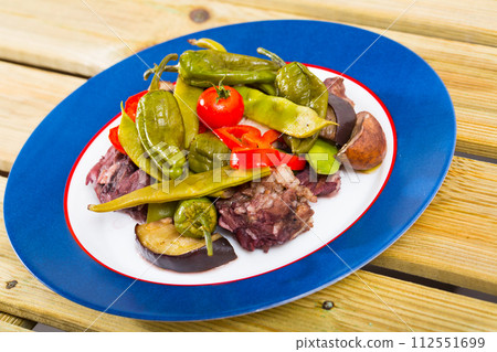 Lamb stewed with vegetables 112551699