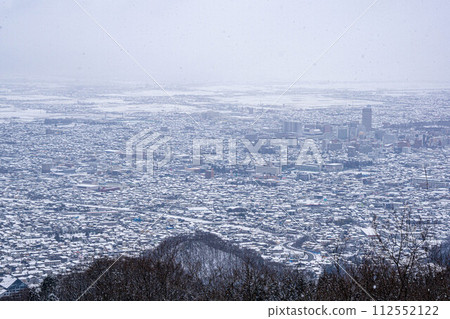 Yamagata city in winter seen from Nishizao Observation Square Yamagata city in winter seen from Nishizao Observation Square 112552122