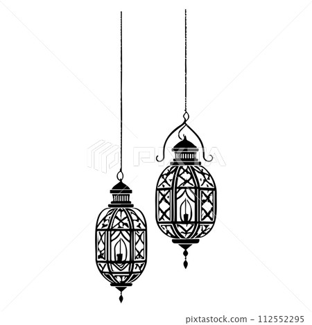 Hanging Lantern Ramadan pattern illustration sketch draw  112552295