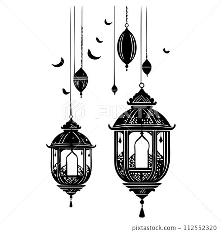 Hanging Lantern Ramadan pattern illustration sketch draw Hanging Lantern Ramadan pattern illustration sketch draw 112552320