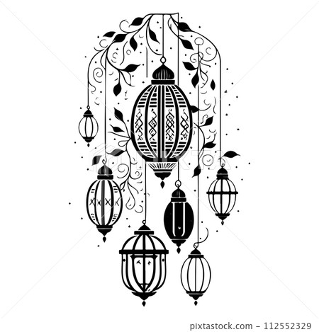Hanging Lantern Ramadan pattern illustration sketch draw  112552329