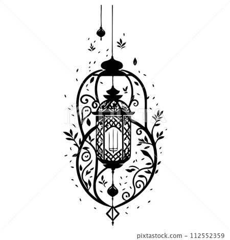 Hanging Lantern Ramadan pattern illustration sketch draw Hanging Lantern Ramadan pattern illustration sketch draw 112552359