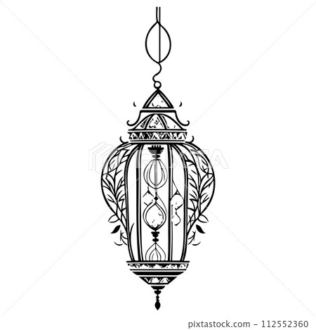 Hanging Lantern Ramadan pattern illustration sketch draw Hanging Lantern Ramadan pattern illustration sketch draw 112552360