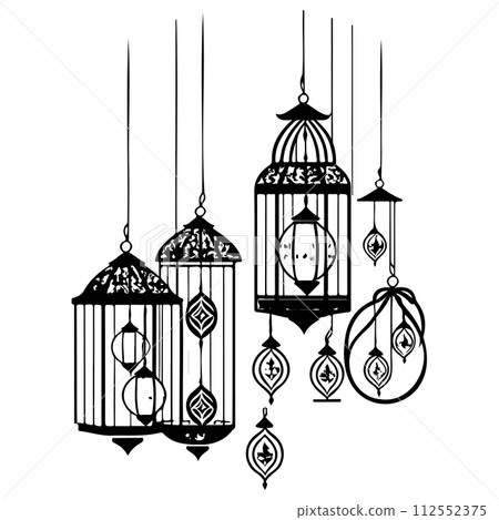 Hanging Lantern Ramadan pattern illustration sketch draw  112552375