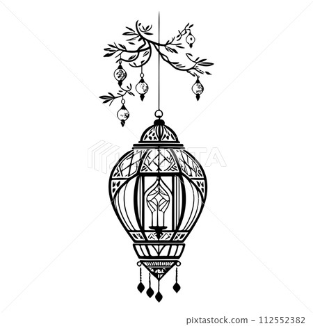 Hanging Lantern Ramadan pattern illustration sketch draw  112552382