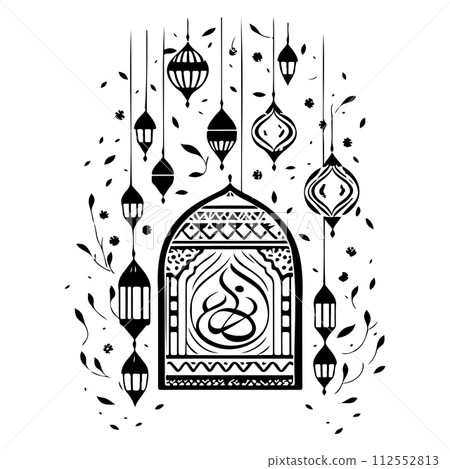 ramadan eid Lantern hanging illustration sketch hand draw ramadan eid Lantern hanging illustration sketch hand draw 112552813
