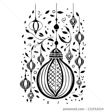 ramadan eid Lantern hanging illustration sketch hand draw  112552814