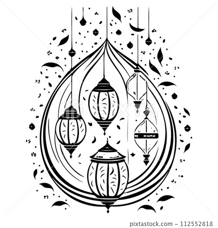 ramadan eid Lantern hanging illustration sketch hand draw ramadan eid Lantern hanging illustration sketch hand draw 112552818