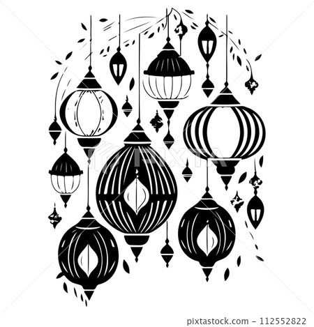 ramadan eid Lantern hanging illustration sketch hand draw ramadan eid Lantern hanging illustration sketch hand draw 112552822