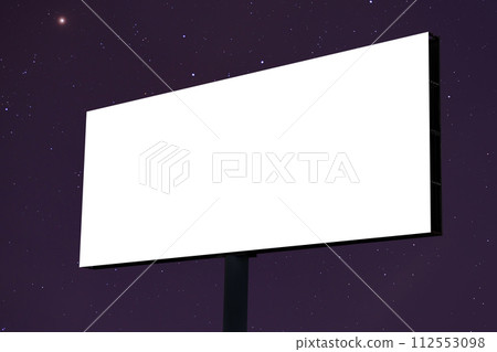 Mock up: blank white billboard and the dark sky with stars at night Mock up: blank white billboard and the dark sky with stars at night 112553098
