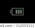 Battery level indicator with tree bars - most of a charge - macro, close up 112553111