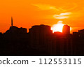 Dramatic sunset sky with the setting sun over the city, Istanbul, Turkey 112553115