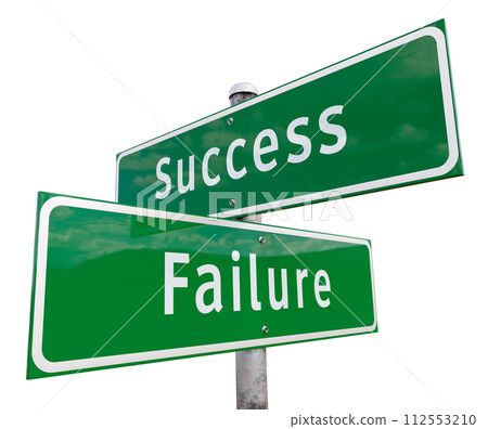 Success, Failure 2 Way Green Road Sign Isolated on White. Success, Failure 2 Way Green Road Sign Isolated on White. 112553210
