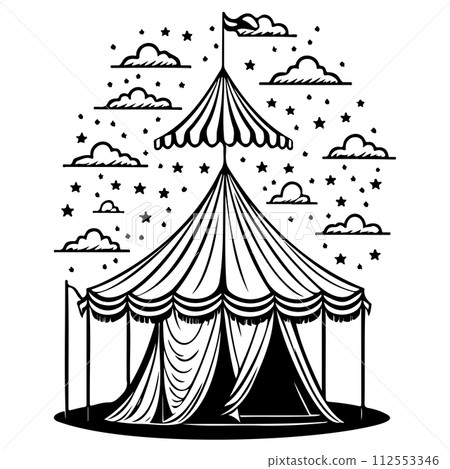 carnival Circus Tent Engraving illustration sketch hand draw  112553346