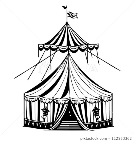 carnival Circus Tent Engraving illustration sketch hand draw carnival Circus Tent Engraving illustration sketch hand draw 112553362