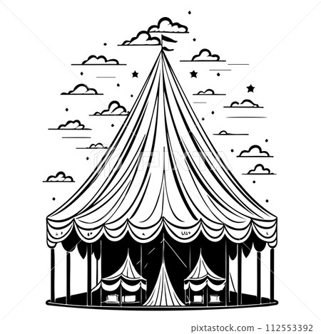 carnival Circus Tent Engraving illustration sketch hand draw carnival Circus Tent Engraving illustration sketch hand draw 112553392