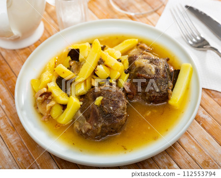 Fried pork with potatoes Fried pork with potatoes 112553794