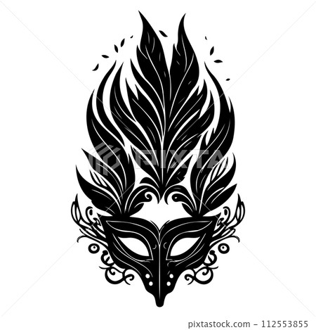 Mardi Gras mask carnival illustration sketch draw black 112553855
