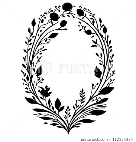 engravings floral frame illustration sketch draw  112554354