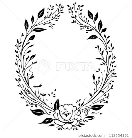 engravings floral frame illustration sketch draw  112554361