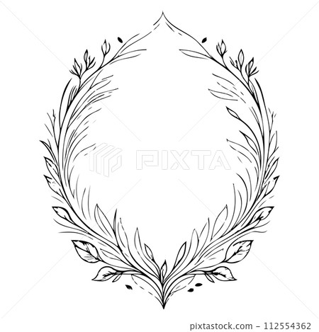 engravings floral frame illustration sketch draw  112554362