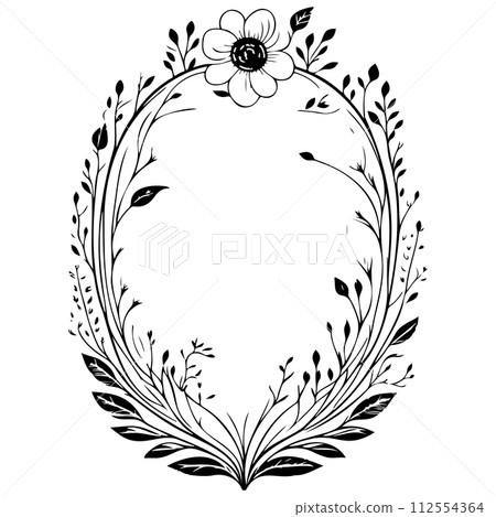 engravings floral frame illustration sketch draw  112554364