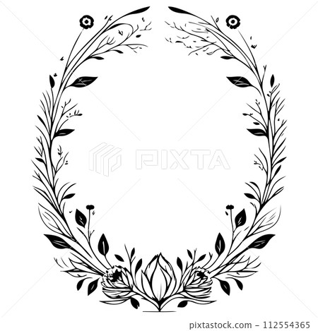 engravings floral frame illustration sketch draw  112554365