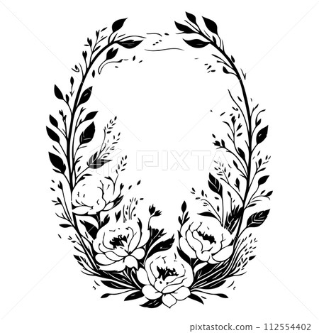 engravings floral frame illustration sketch draw  112554402