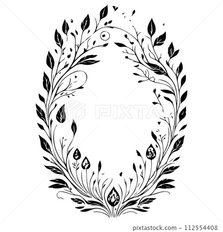 engravings floral frame illustration sketch draw  112554408