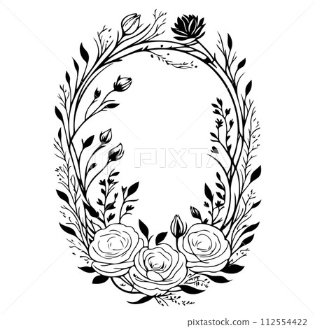 engravings floral frame illustration sketch draw engravings floral frame illustration sketch draw 112554422