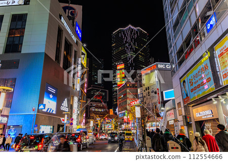 東京澀谷區澀谷中心街城市景觀夜景 東京澀谷區澀谷中心街城市景觀夜景 112554666