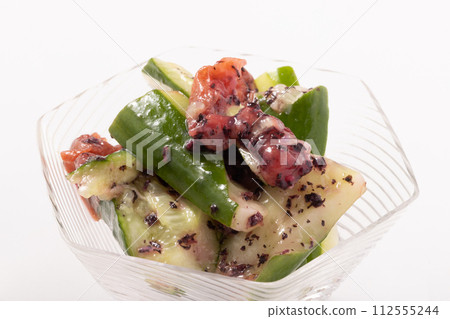 Seared cucumber with plum meat 112555244